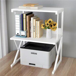 Printer Stand Desk Shelf 3 Tier Desktop Organizer Office Storage White Multi Pur
